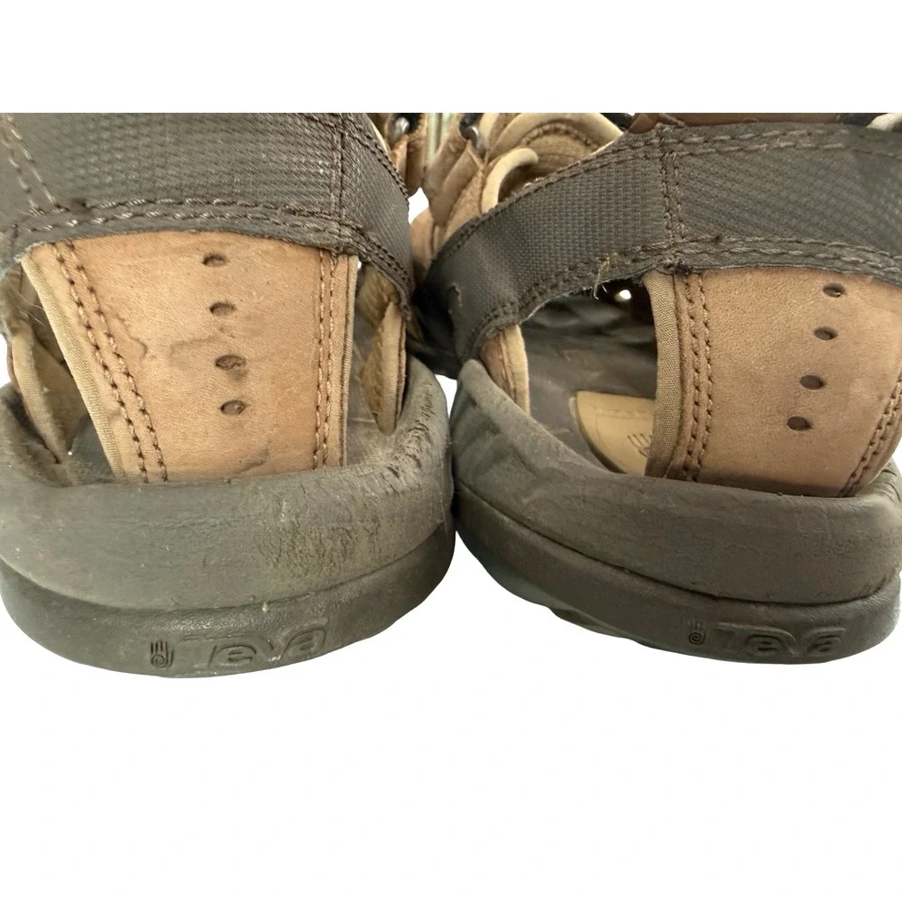 Teva Leather Forebay Sport Sandals Brown Adjustable‎ Outdoor Hiking Men's 10